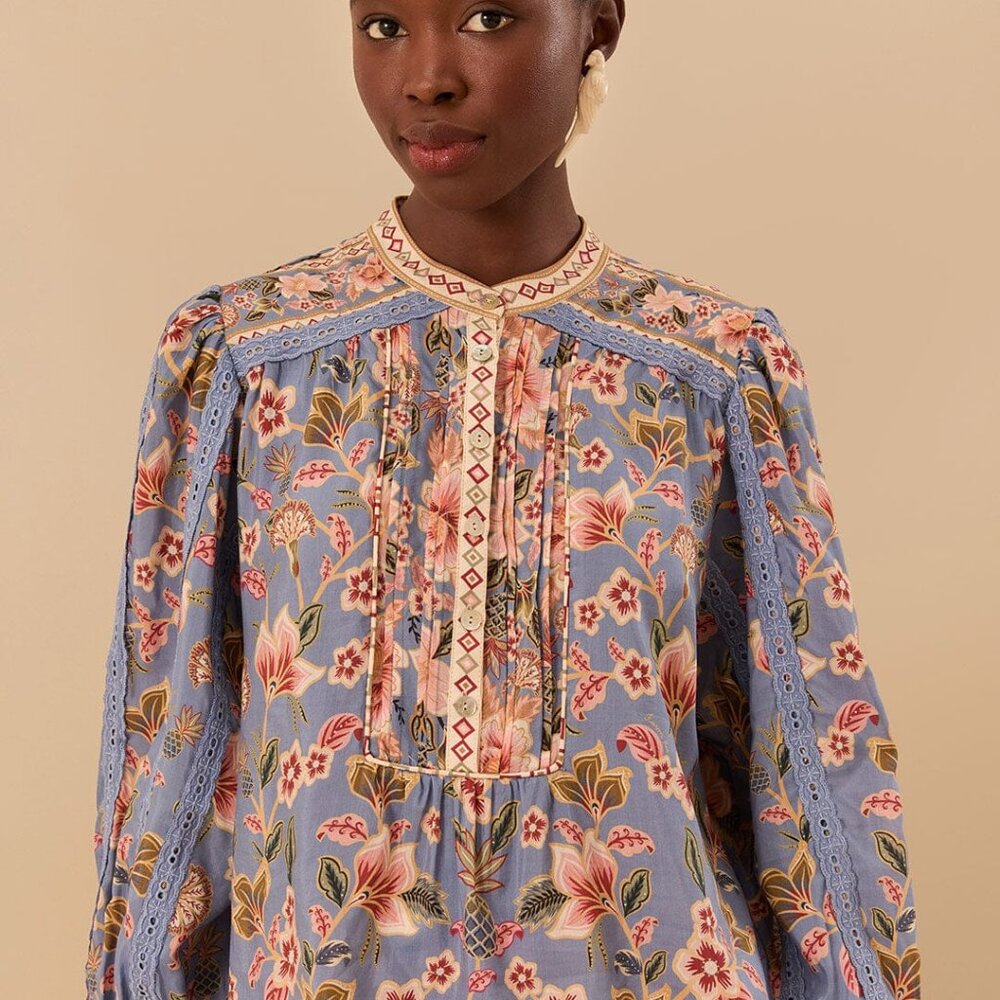 Blue Superbloom Tapestry Blouse